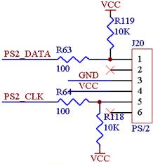 PS2鍵盤接口電路圖